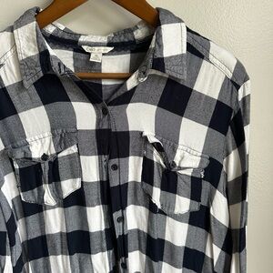 Navy blue and White Plaid Shirt